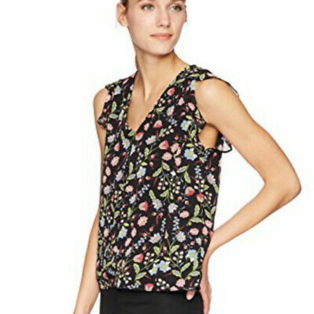 nanette lepore flutter sleeve floral blouse
